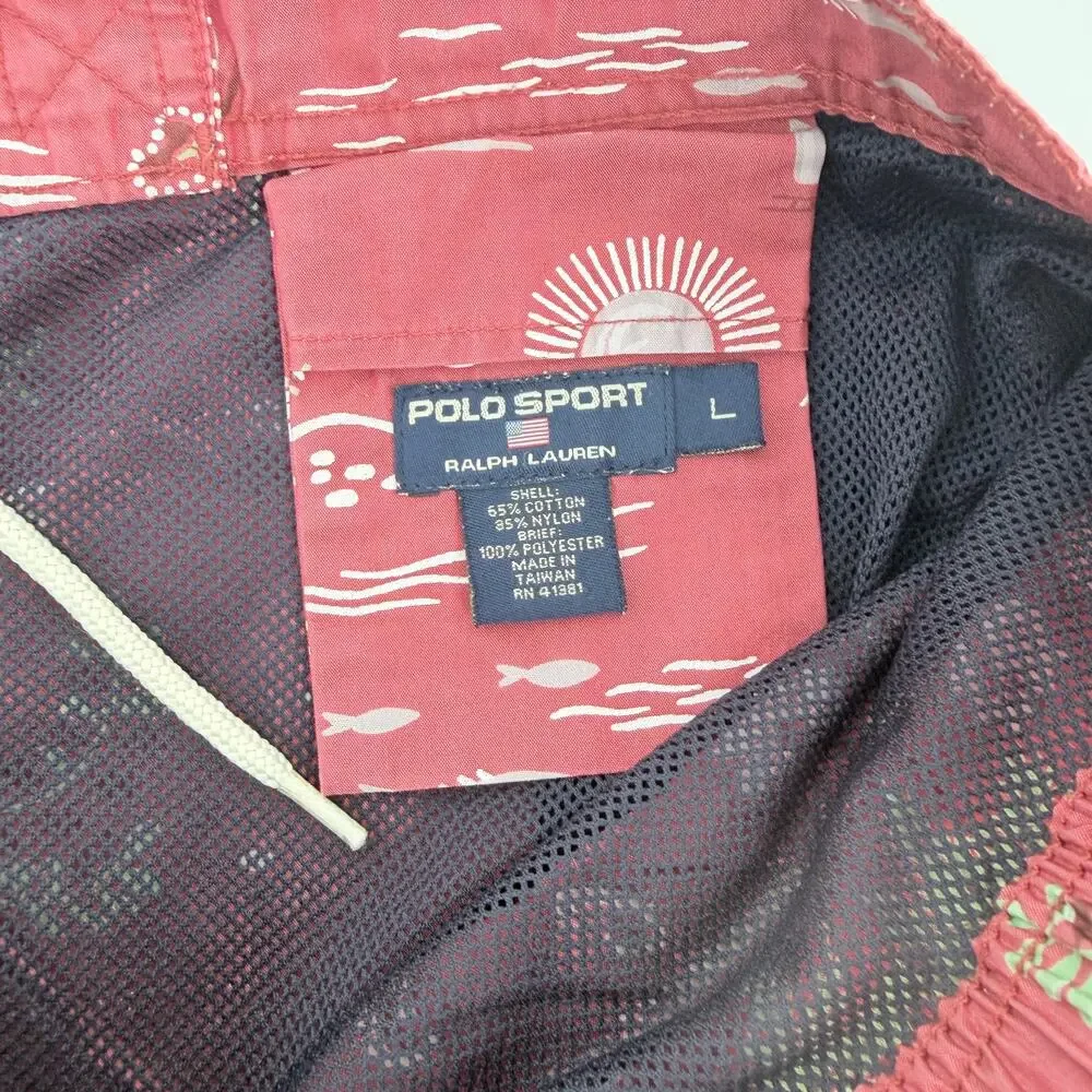 Vintage Polo Ralph Lauren Men's Swimming Trunks‎ L Logo Hawaiian Luau Volcano